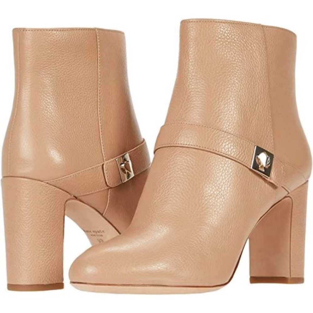 Kate Spade Thatcher Leather Boots Light Fawn Neutral 8B with box